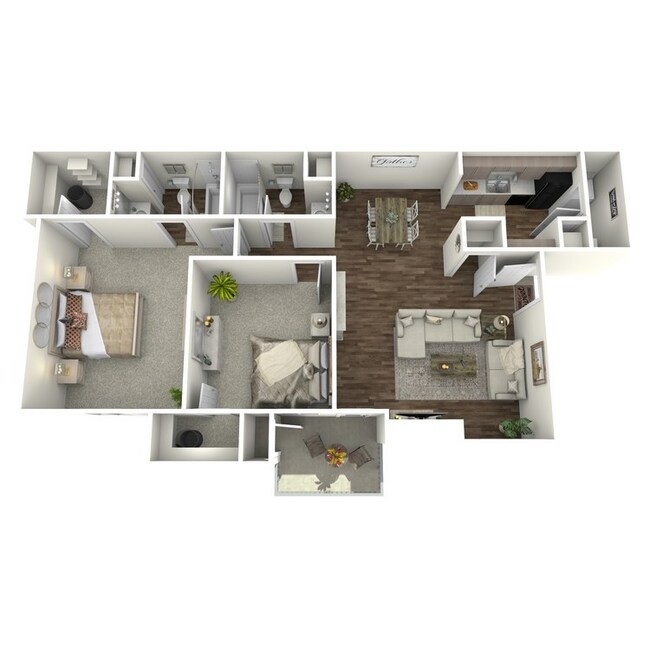 2Bed/2Bath with sunroom 1024 floor plan